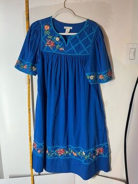 Vintage Bechamel embroidered house coat mumu dress